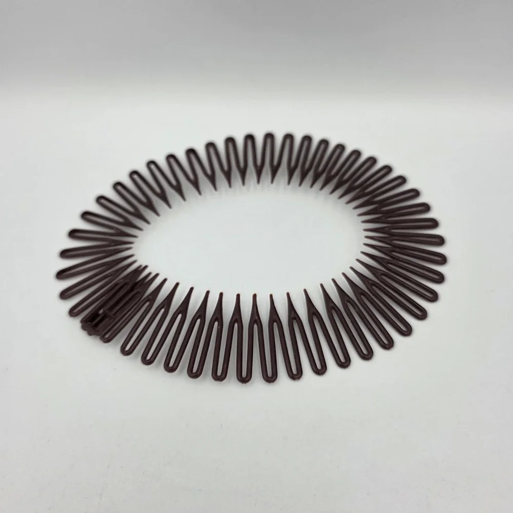 Vtg Goody Adjustable Nylon Flexible Comb #1059 Headband Plastic USA Brown 1980's